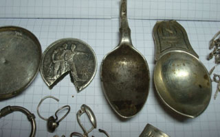 Серебро ювелирное столовое, монеты и др